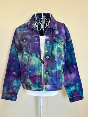 Custom Ice Dyed Denim Jacket in ‘Northern Lights’ and Geode Bodycon Dress in ‘Boulder Turquoise’ for Elliemaeishguan