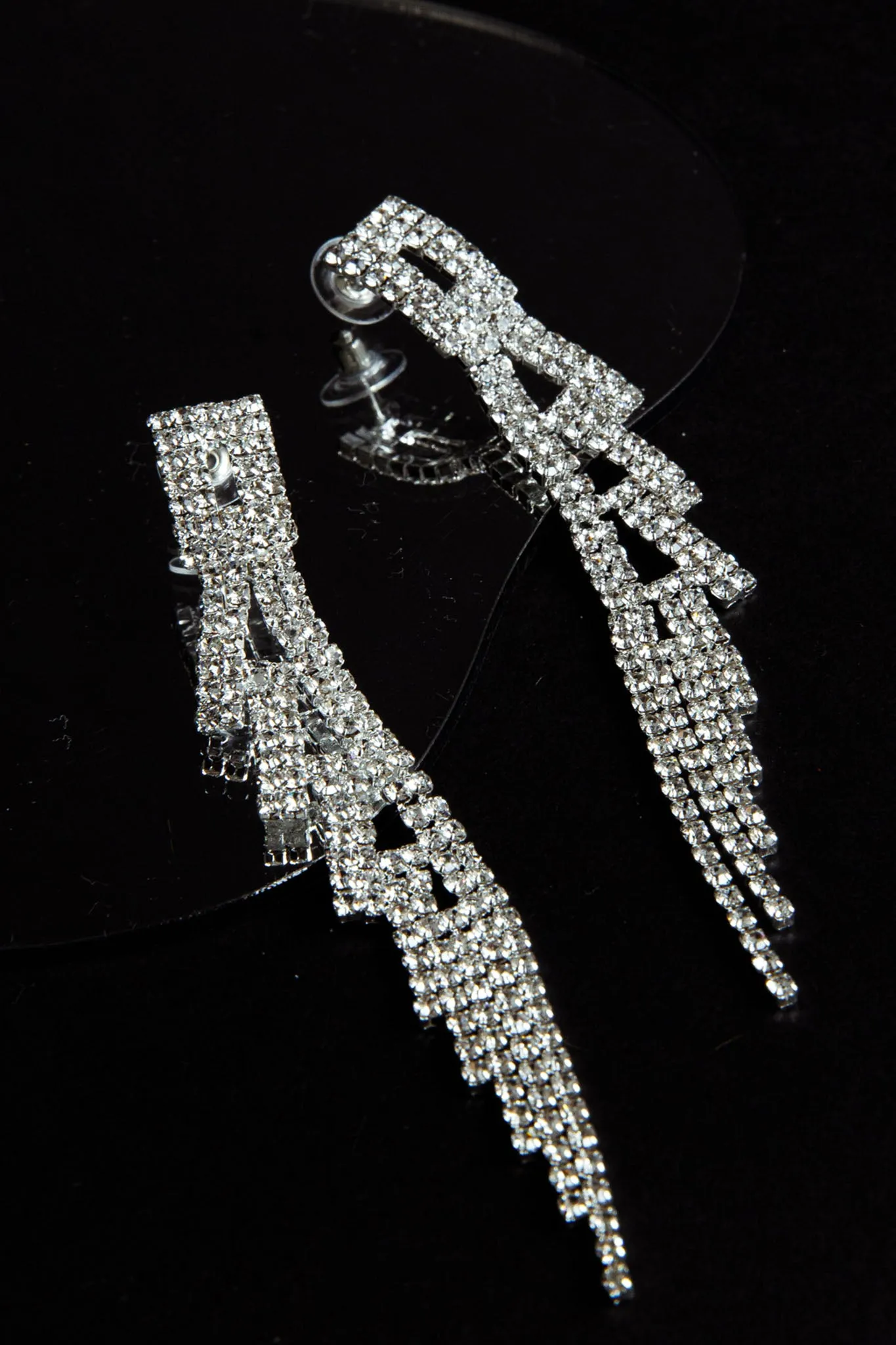 Darma Diamante Drop Earrings Silver