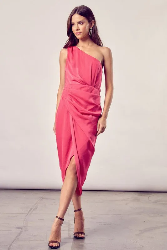 Desiree One Shoulder Wrap Dress