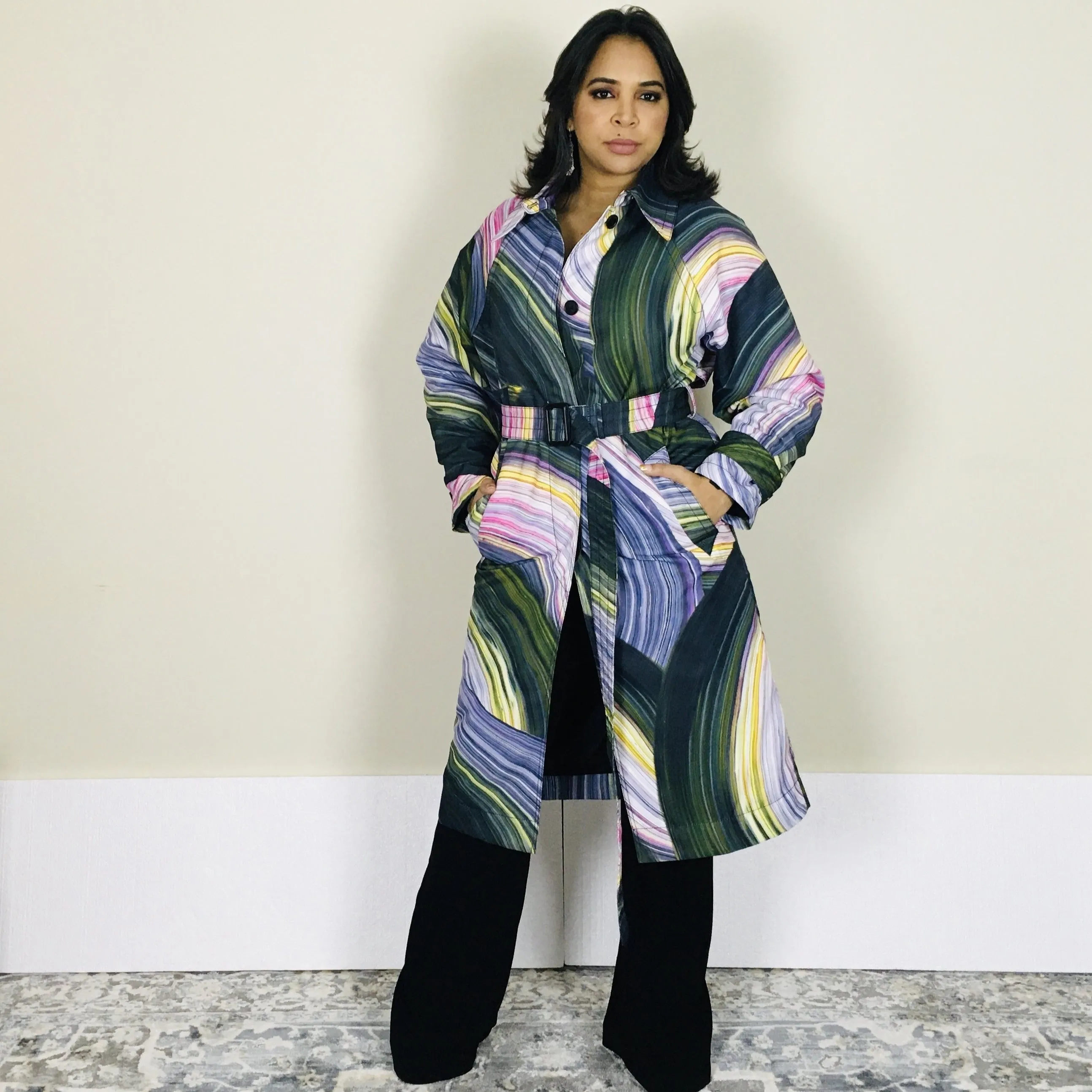 Diane Von Furstenberg Horizon Stone Canteen Multicolor Coat