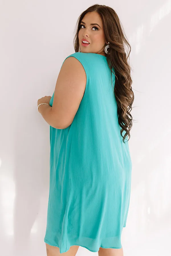 Dinner With A View Shift Dress in Jade Curves