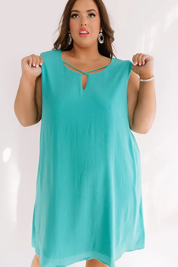 Dinner With A View Shift Dress in Jade Curves