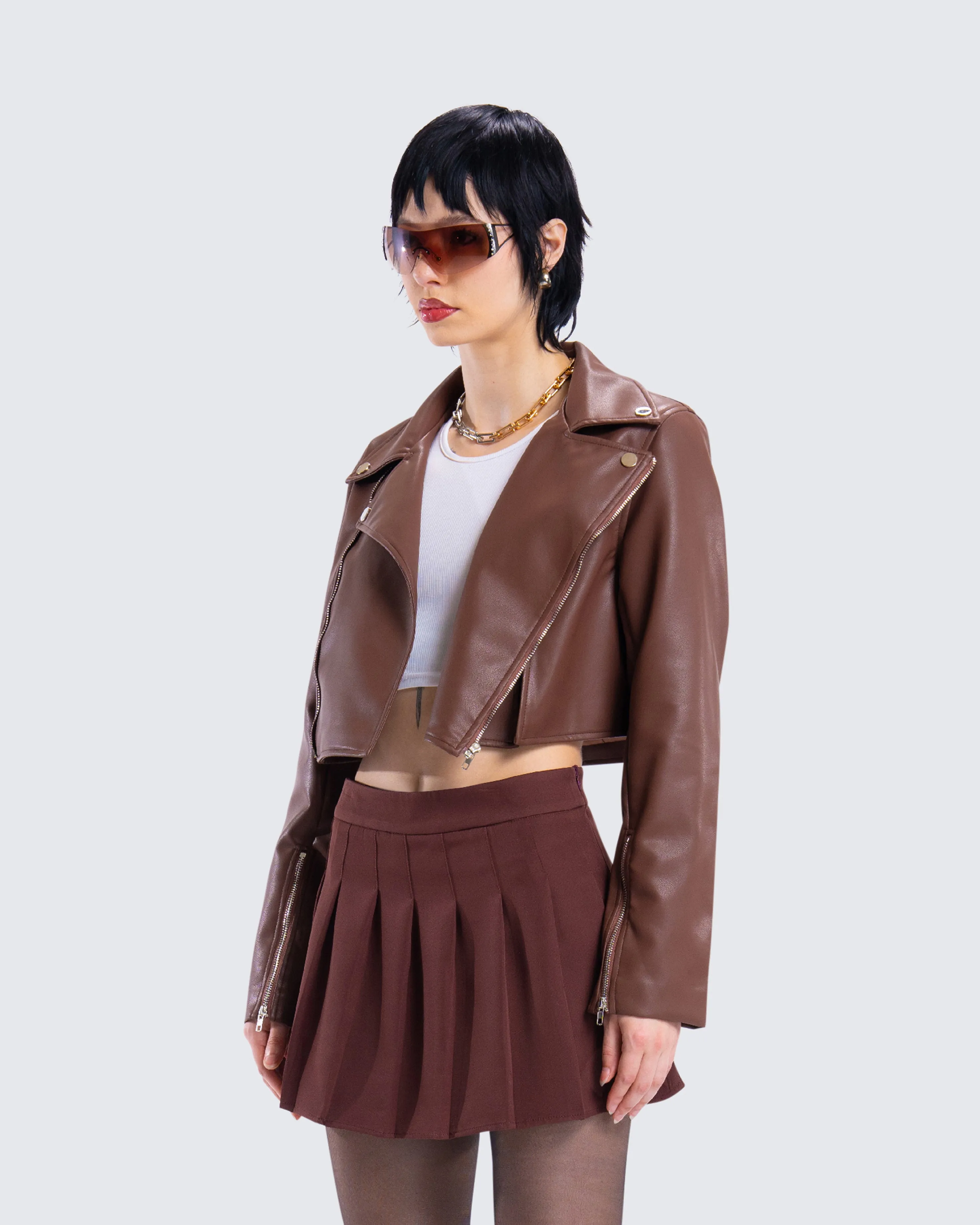 Donny Brown Vegan Leather Jacket