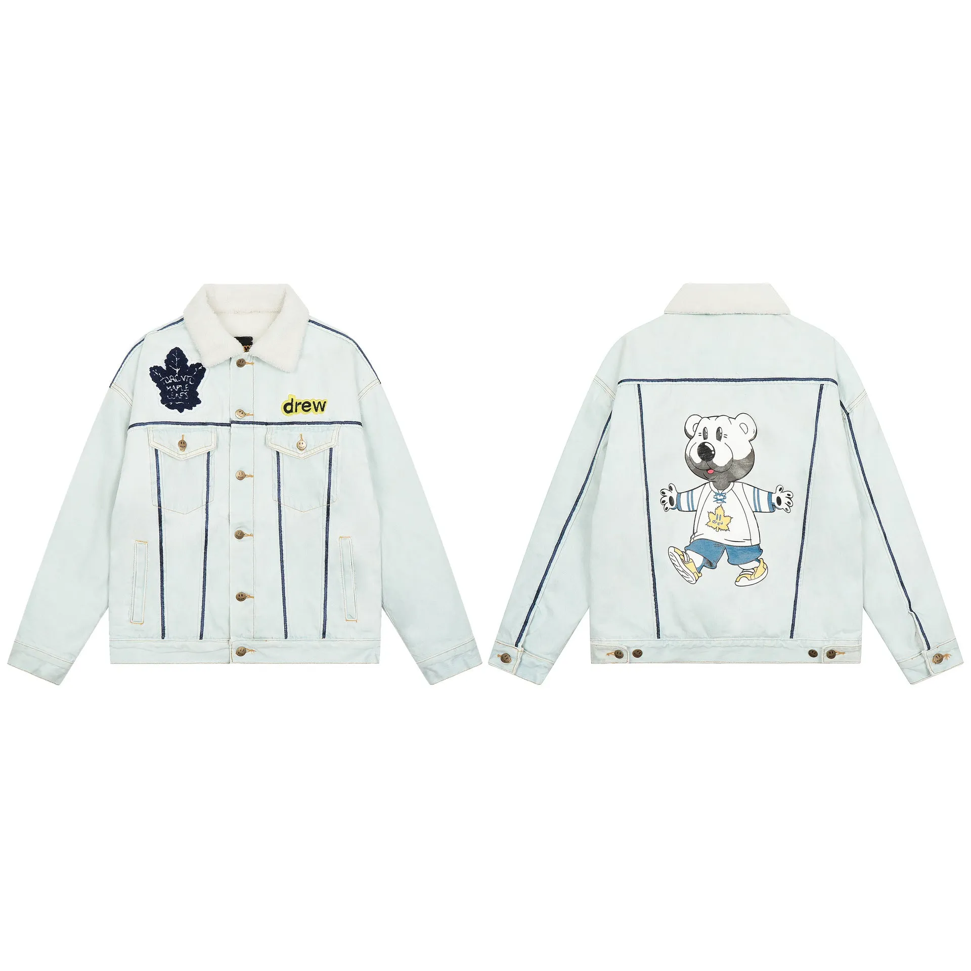 Drew House Jacket Bear Lapel Fleece Fleece Denim Jacket