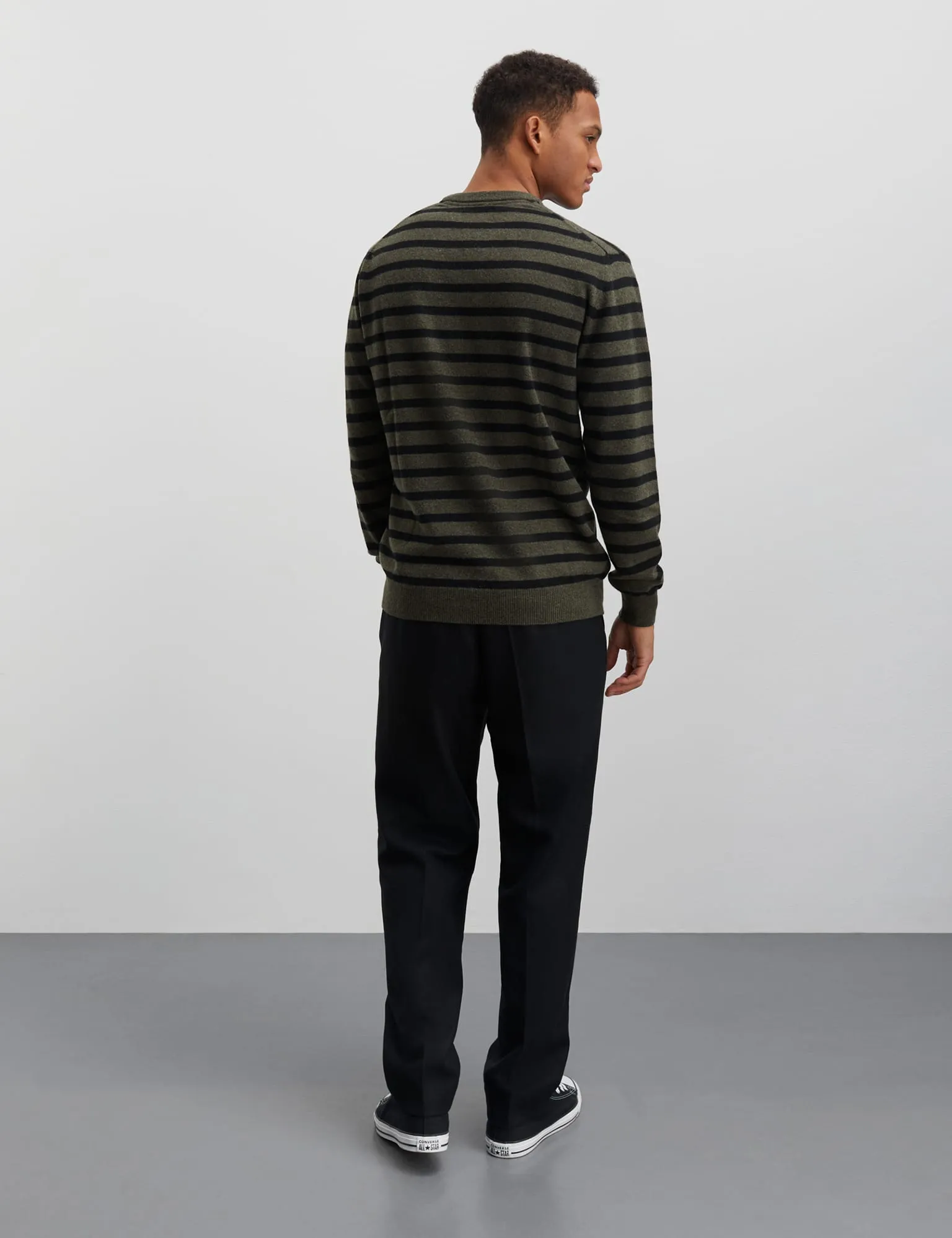 Eco Wool Karsten Stripe Knit, Beluga/Black