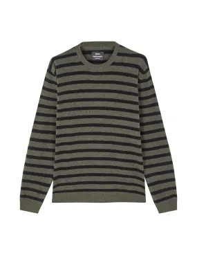 Eco Wool Karsten Stripe Knit, Beluga/Black