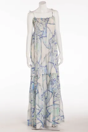 Emilio Pucci - Long Blue Print Spaghetti Strap Dress -