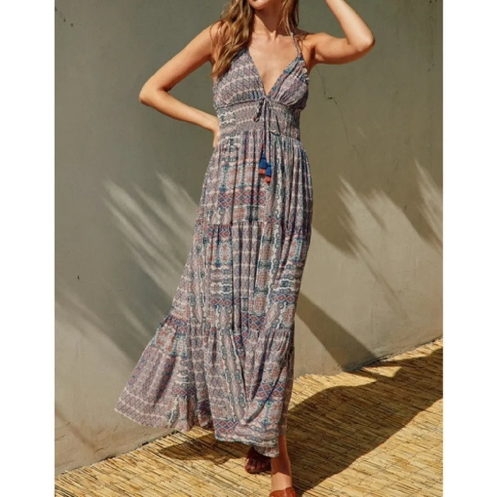 Ethnic Print Maxi Dress