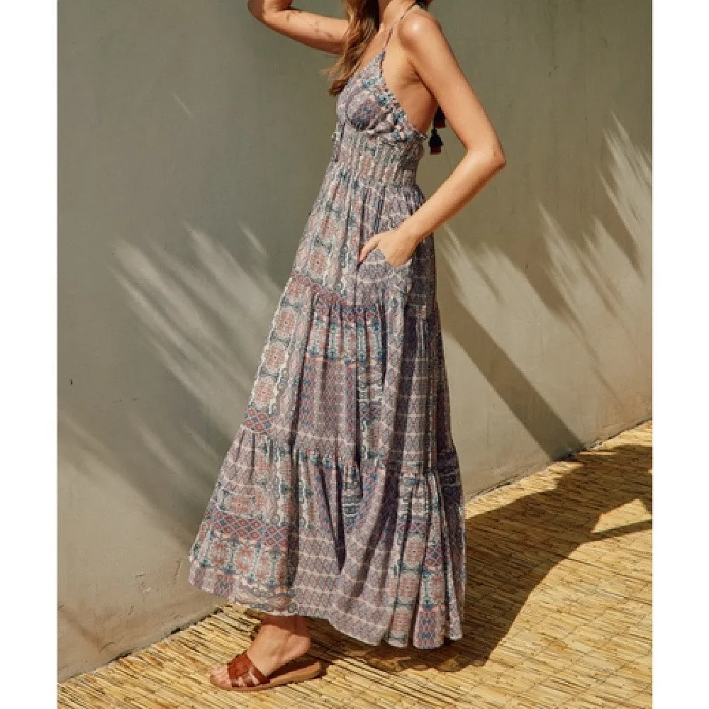 Ethnic Print Maxi Dress