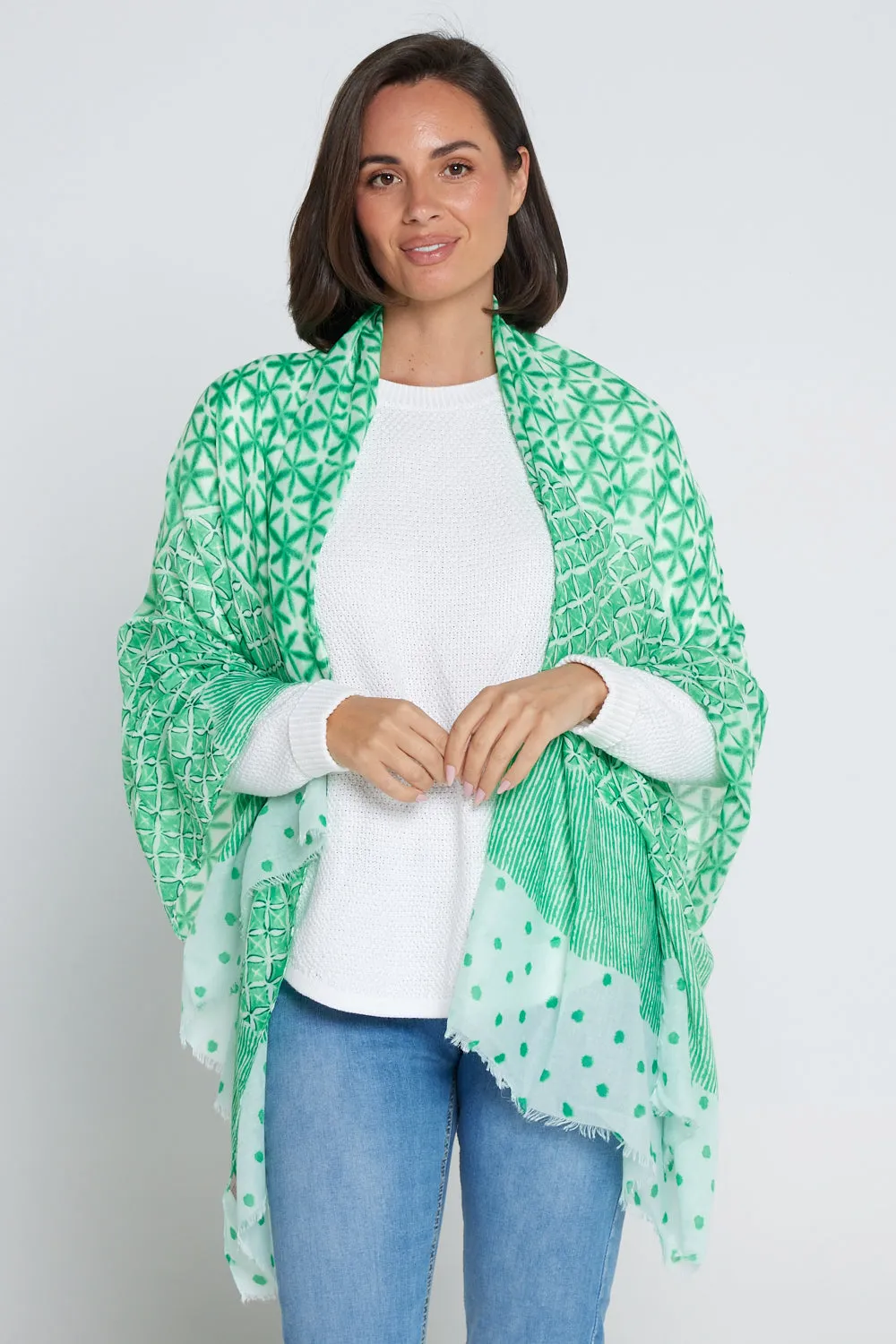 Evannah Wrap - Green Spot/Stripe