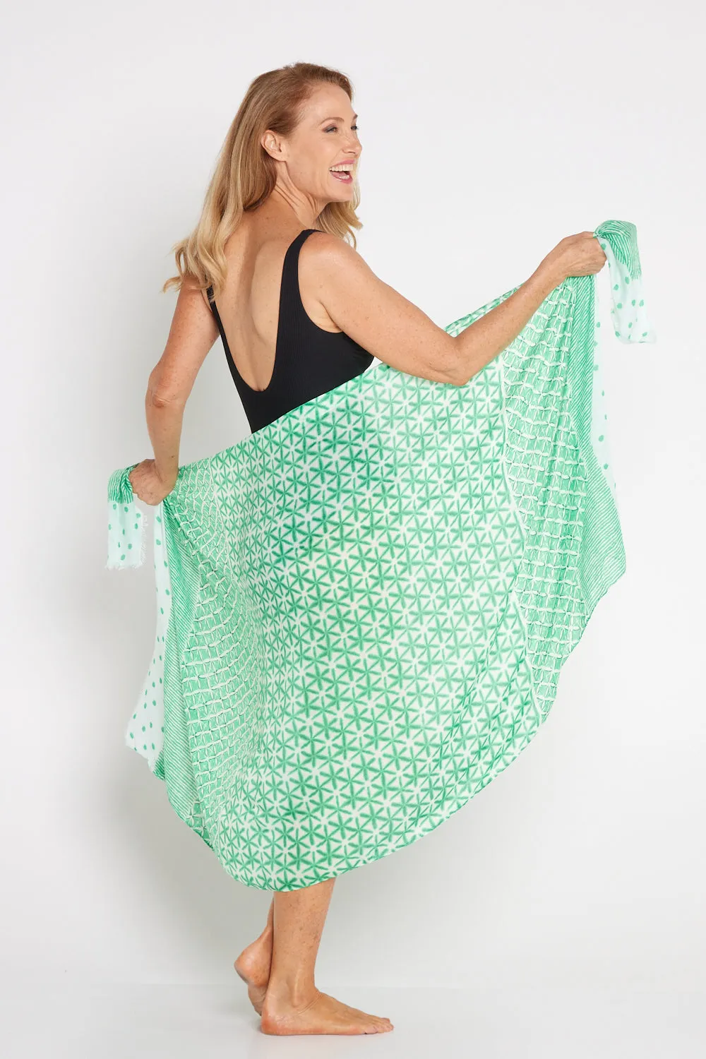 Evannah Wrap - Green Spot/Stripe