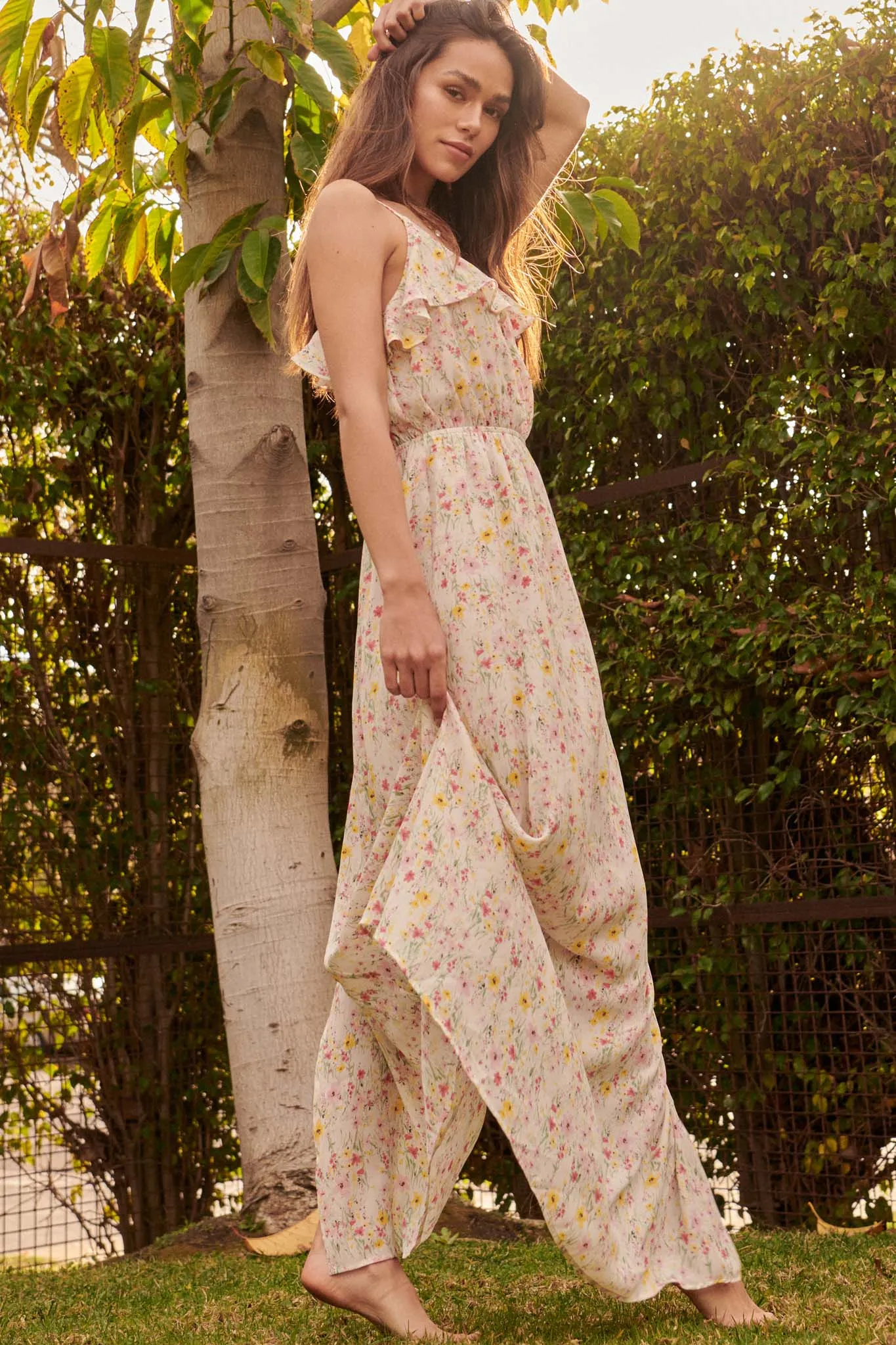 Fairy Garden Ruffled Floral Maxi Dress