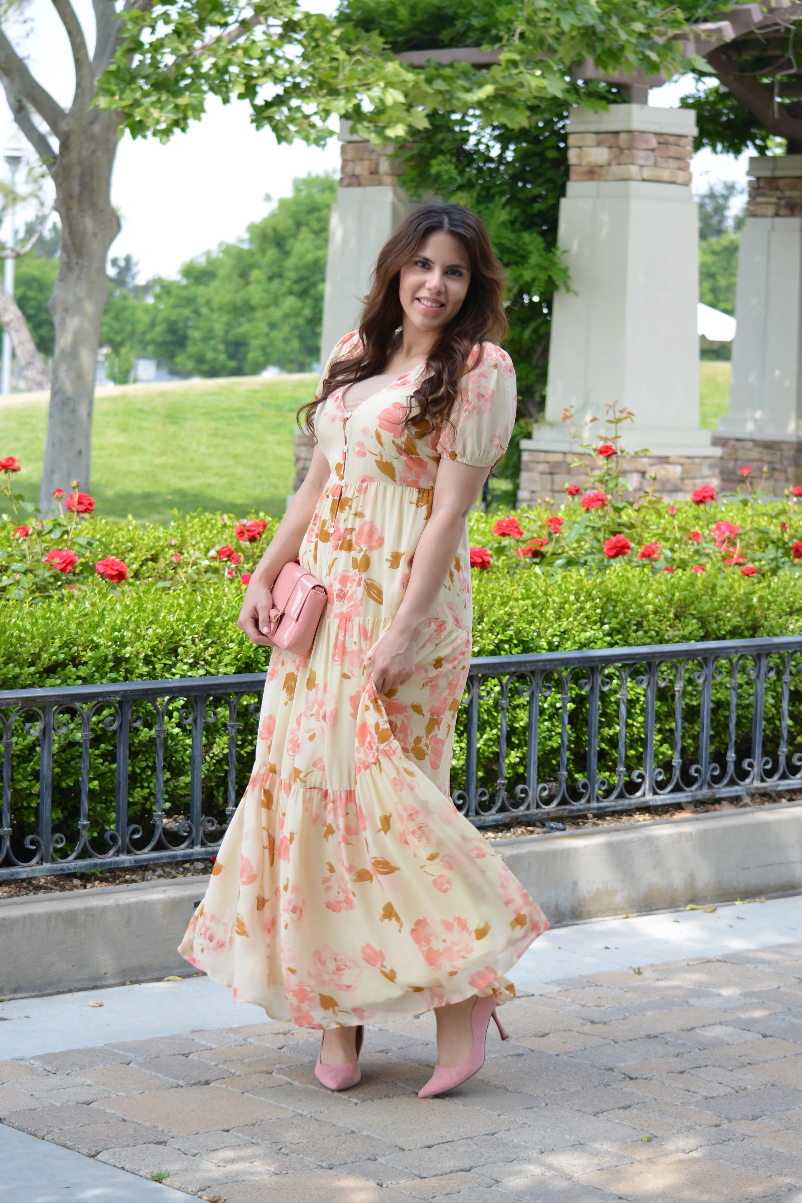 Finley Cream Floral Maxi Dress