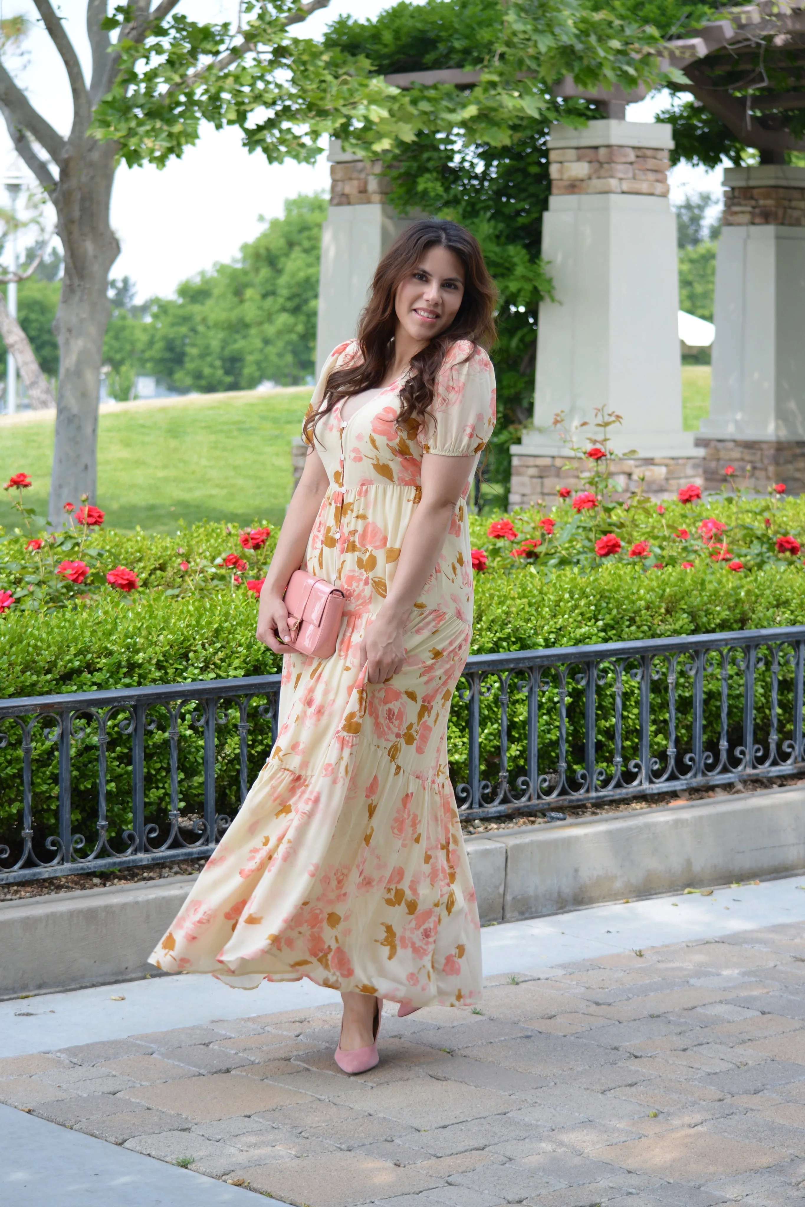 Finley Cream Floral Maxi Dress