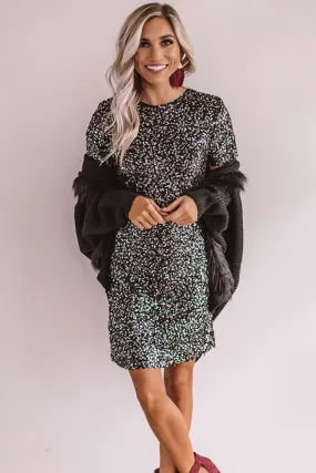 Flirting Over Cocktails Sequin Dress In Black