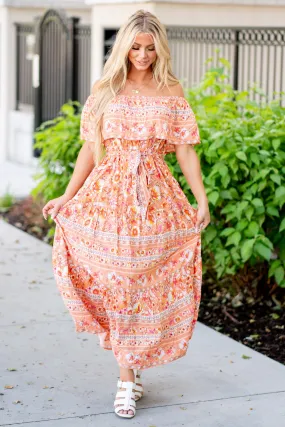 Floral Off-Shoulder Tie Front Maxi Dress