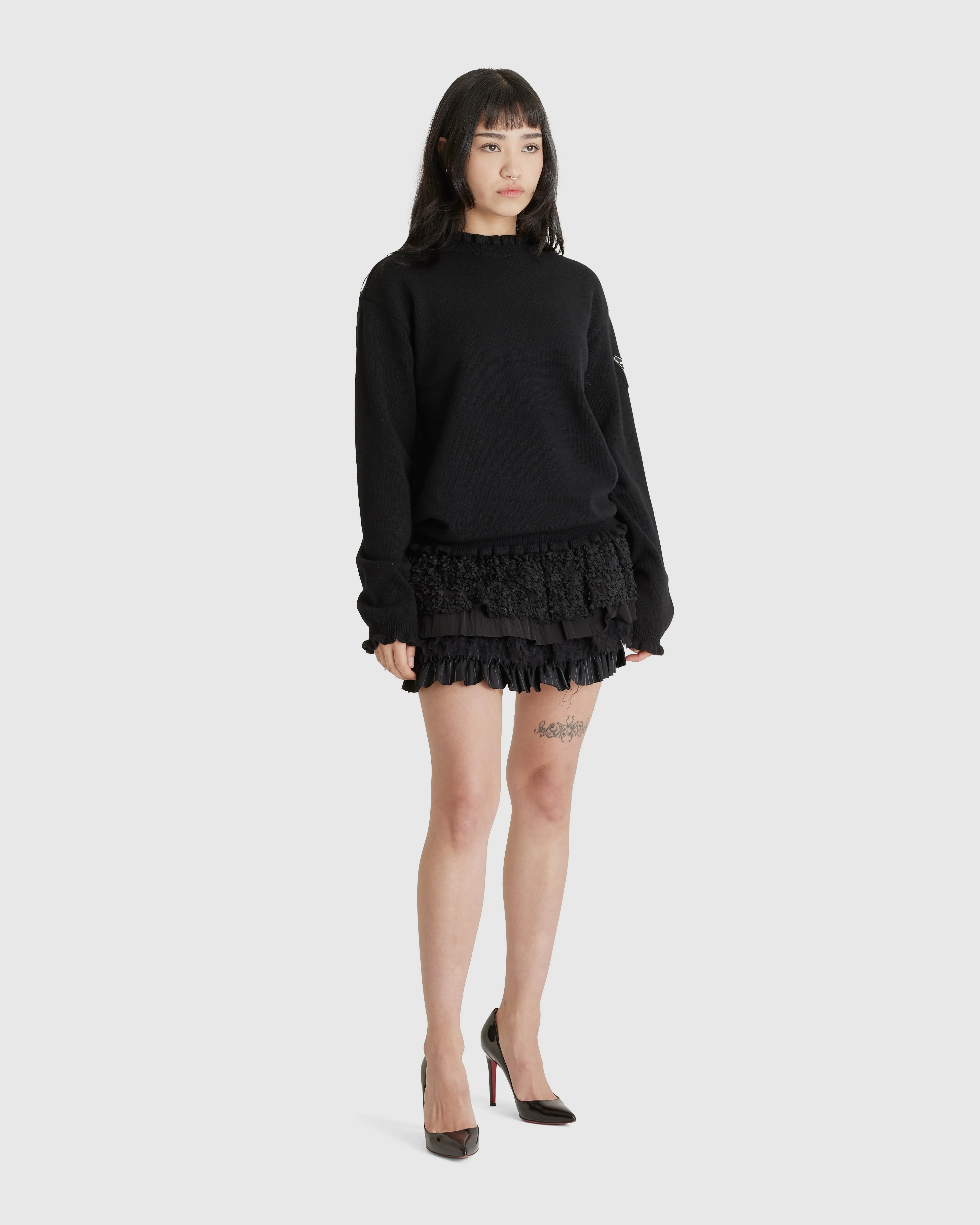 Flower Rib Crewneck Sweater (W)