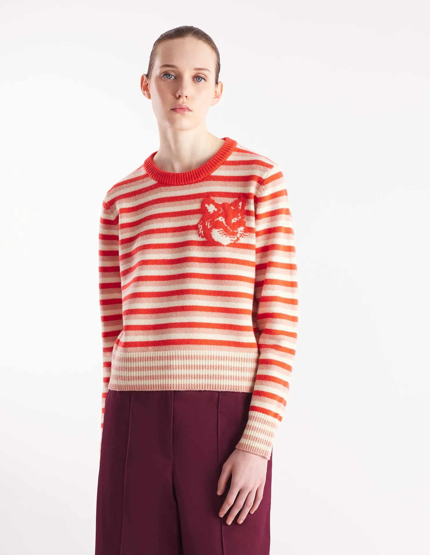 FOX HEAD INTARSIA STRIPED REGULAR JUMPER