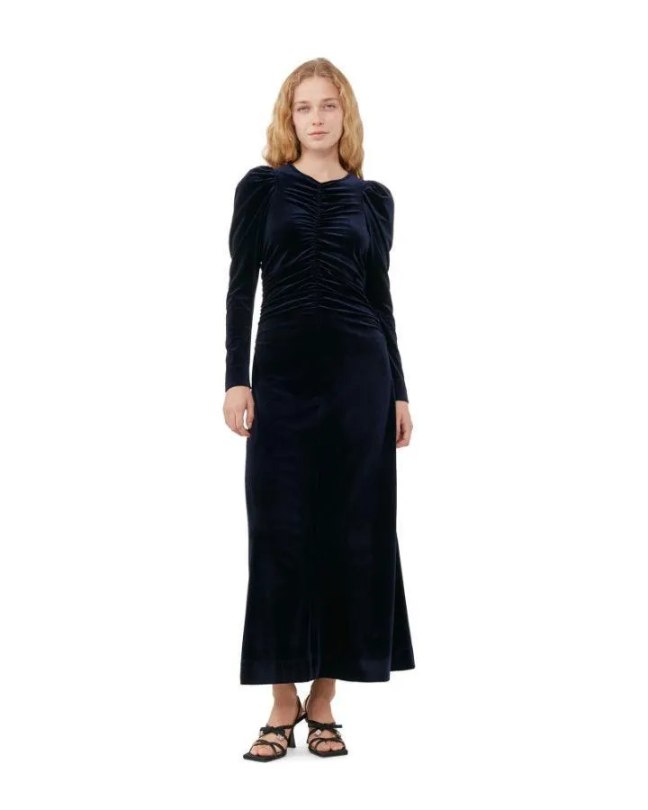 Ganni Velvet Gathered Dress