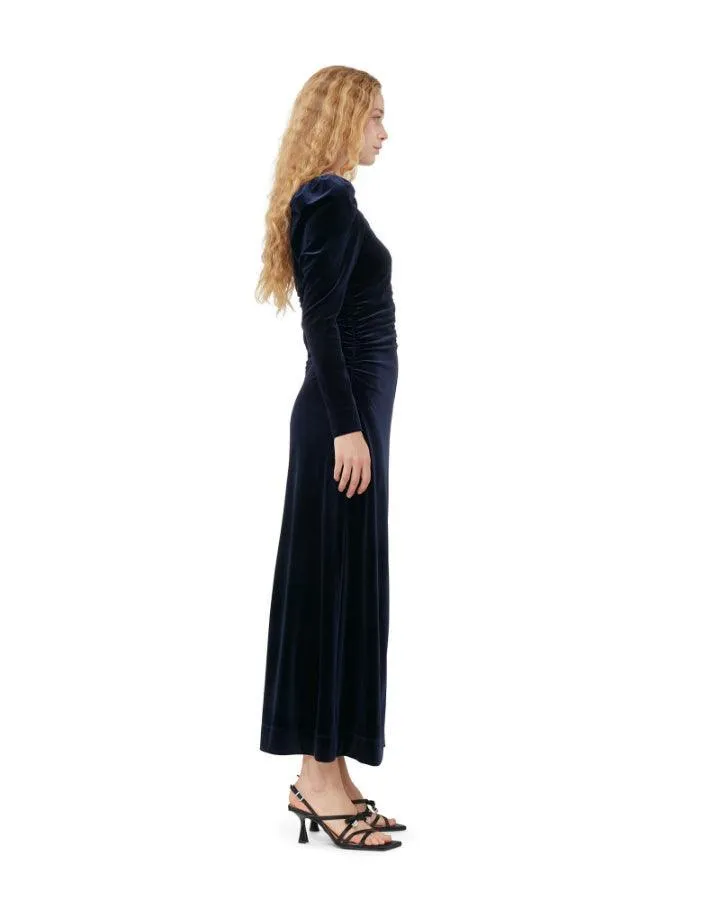 Ganni Velvet Gathered Dress