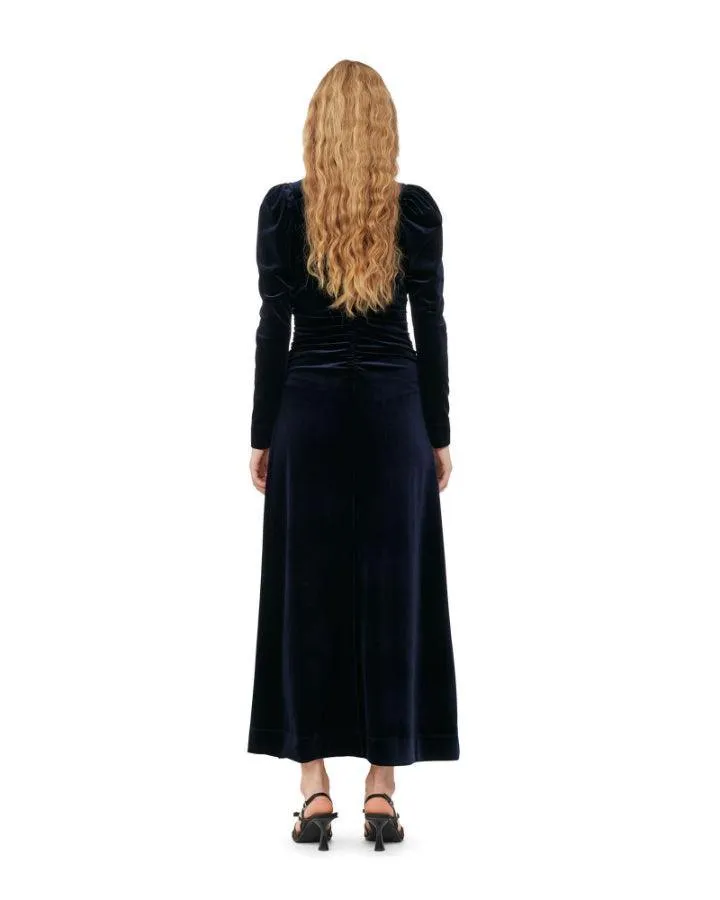 Ganni Velvet Gathered Dress