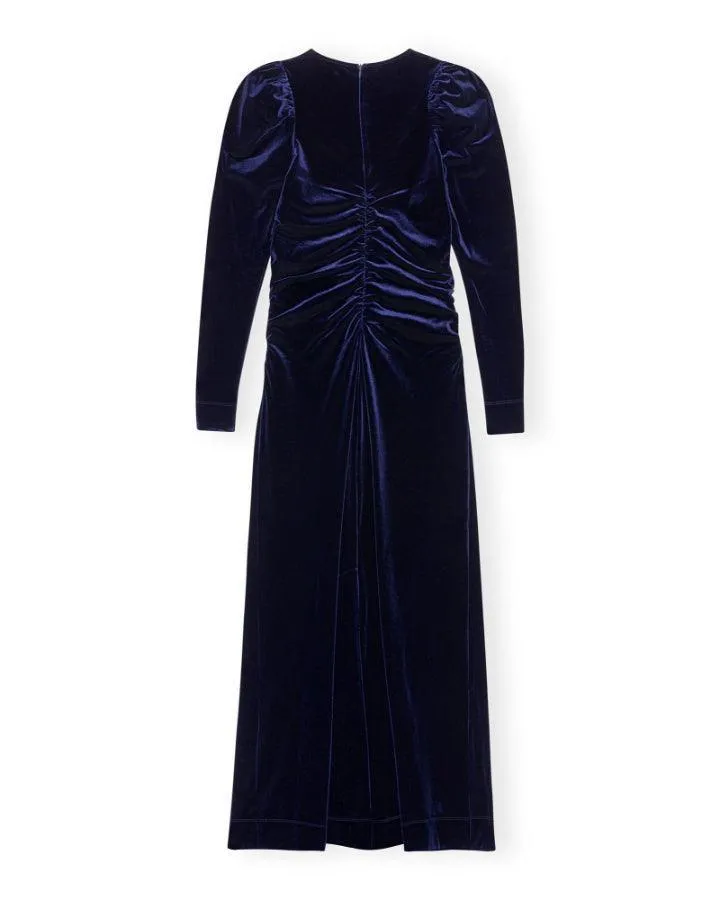 Ganni Velvet Gathered Dress