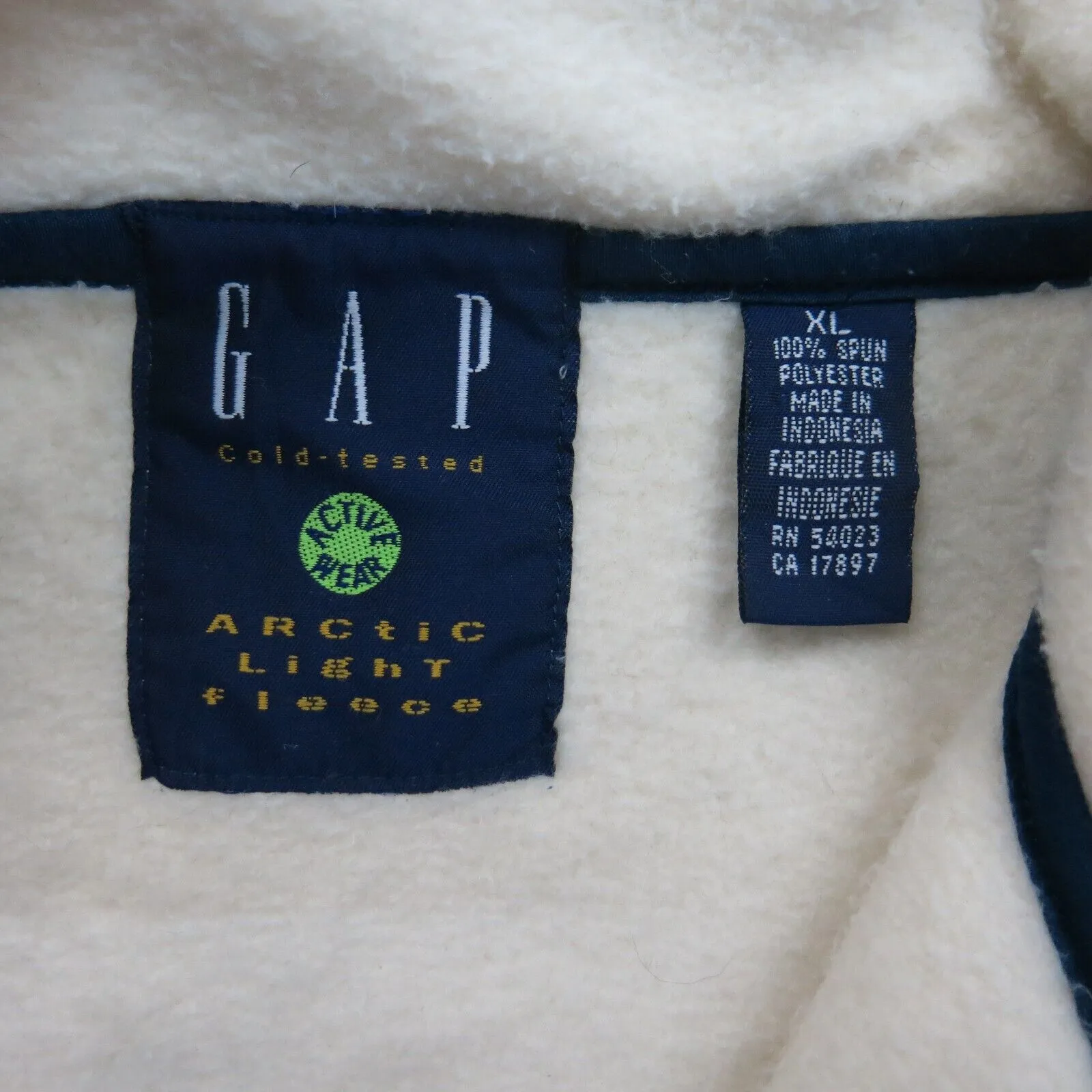 GAP Women Full Zip Up Fleece Jacket Long Sleeves Mock Neck Ivory Size X Large