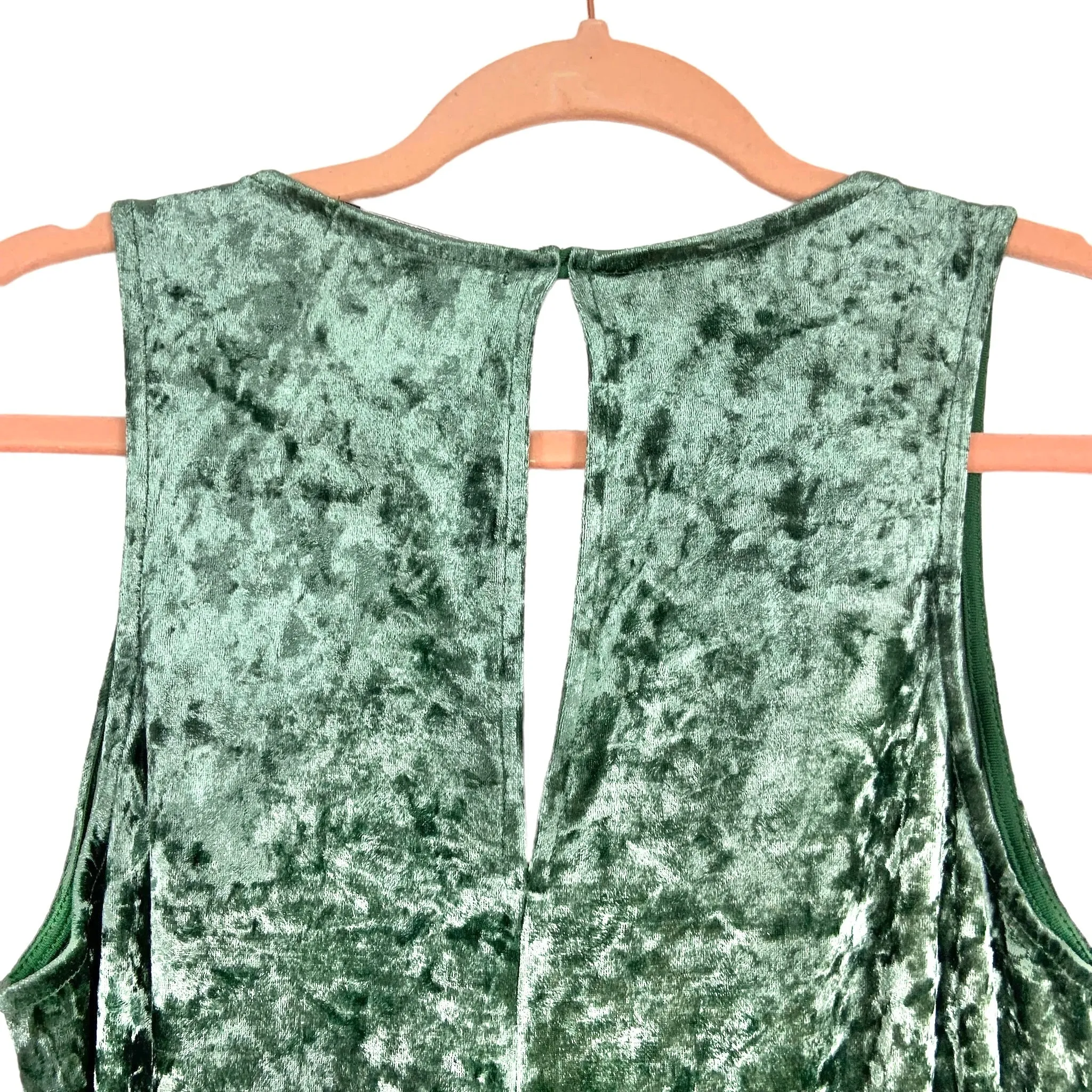 Gibson Look Green Crushed Velvet Tie Waist Tank Jumpsuit- Size S