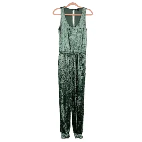 Gibson Look Green Crushed Velvet Tie Waist Tank Jumpsuit- Size S