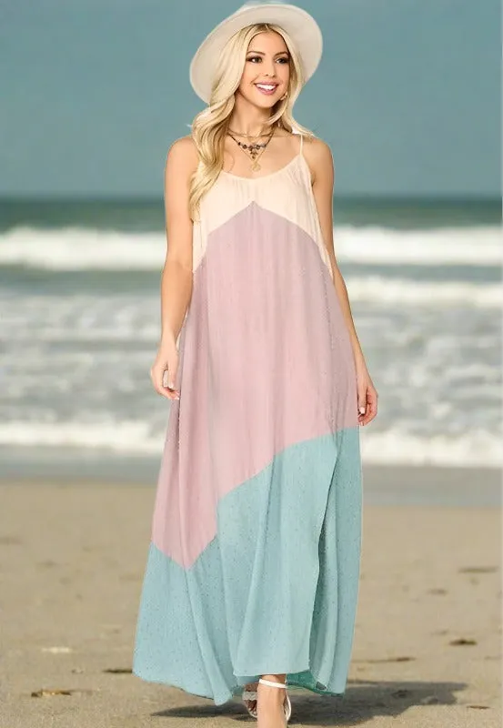 Gigio Summer Colorblock Maxi Dress - Lt. Mauve