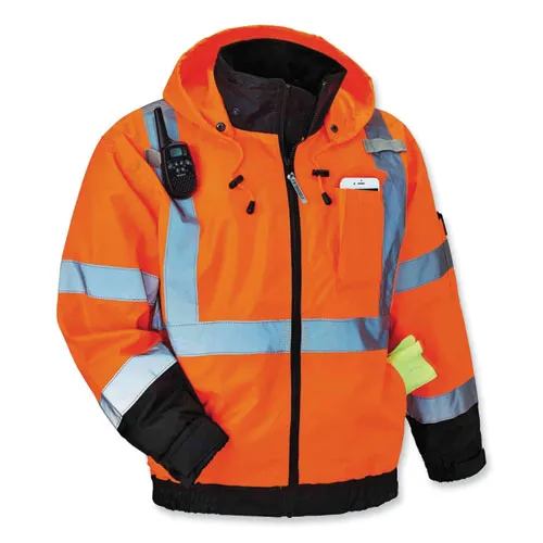 Glowear 8379 Class 3 Hi-vis Fleece Lined Bomber Jacket, Orange, 5x-large, Ships In 1-3 Business Days