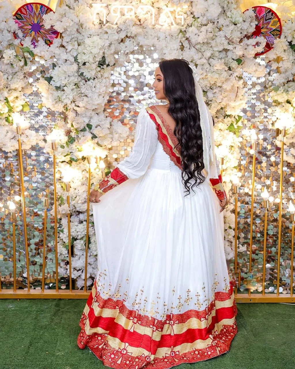 Gorgeous Red Habesha Kemis Stylish Ethiopian Traditional Dress