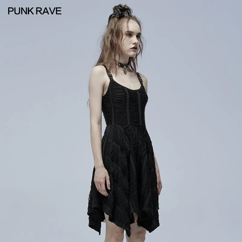 Goth asymmetric slip dress