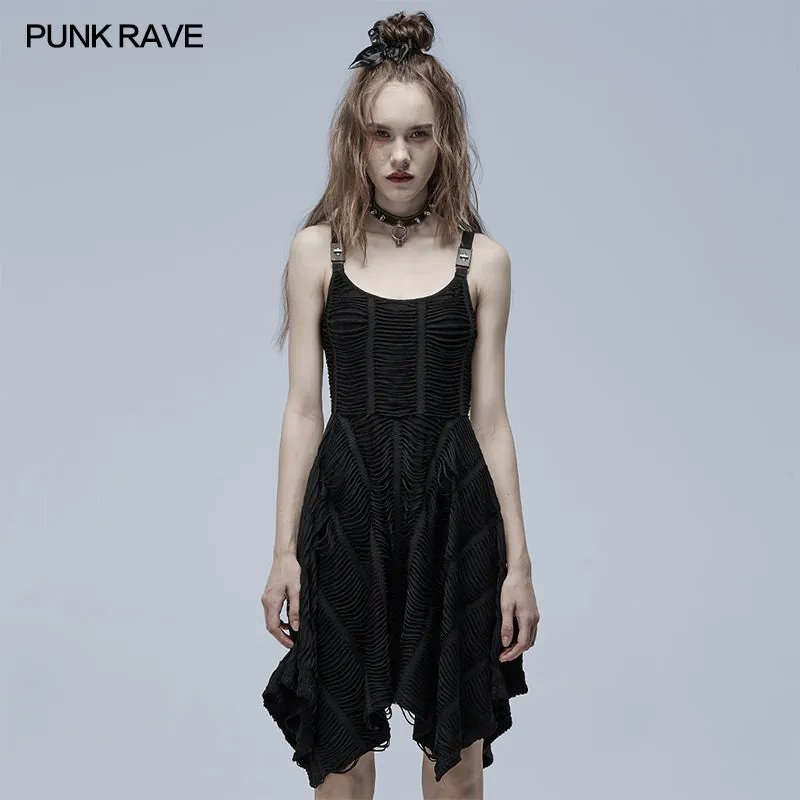 Goth asymmetric slip dress