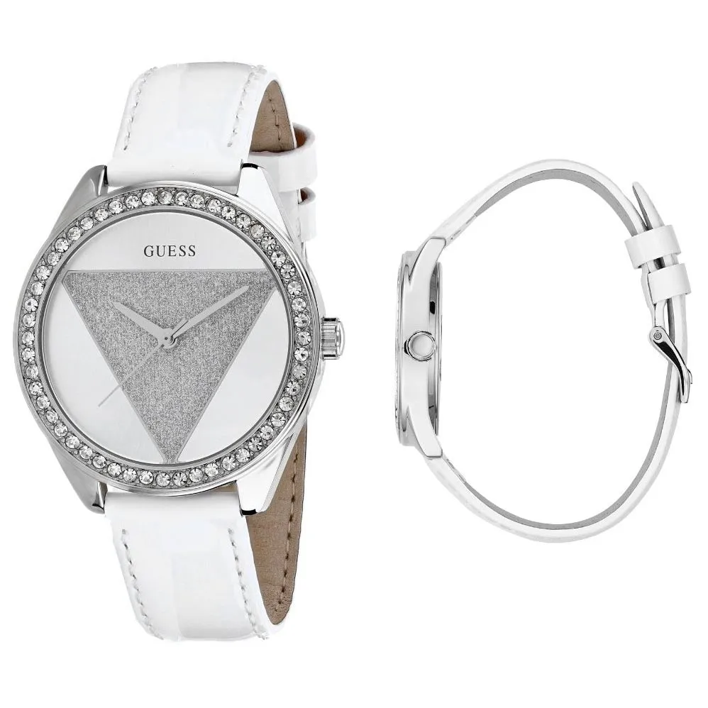 Guess W0884L2 Ladies White Tri- Glitz Watch