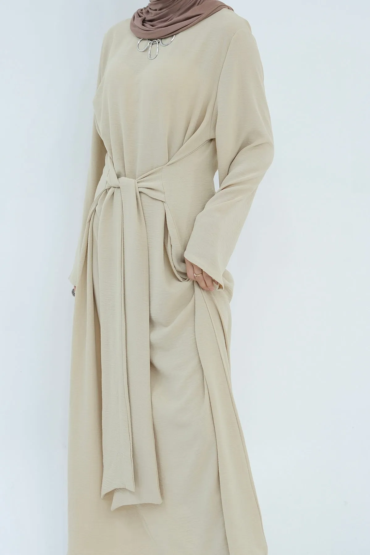 Hanadi Wrap Maxi Dress Abaya 822 - Beige