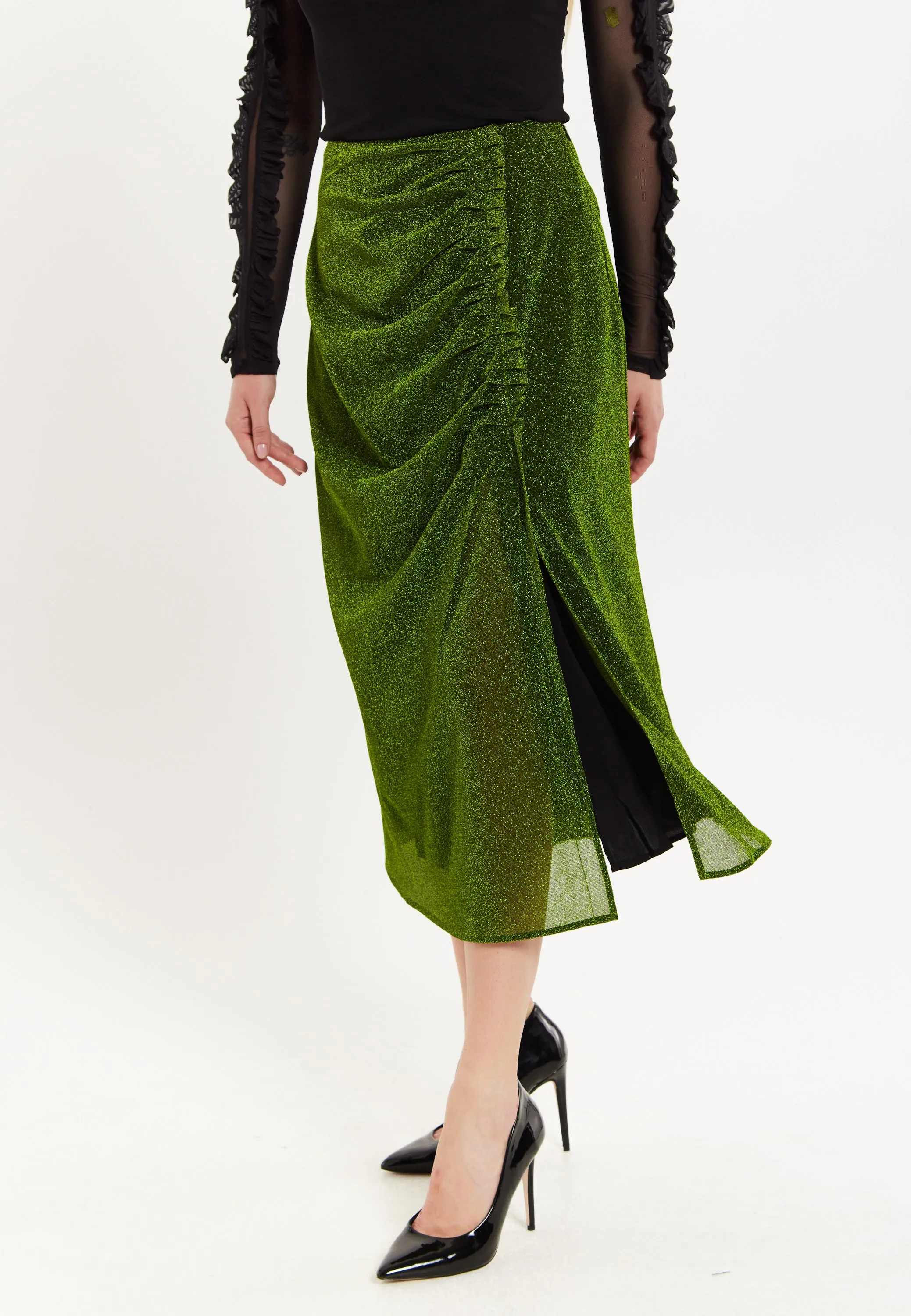 House of Holland Gathered Midi Skirt