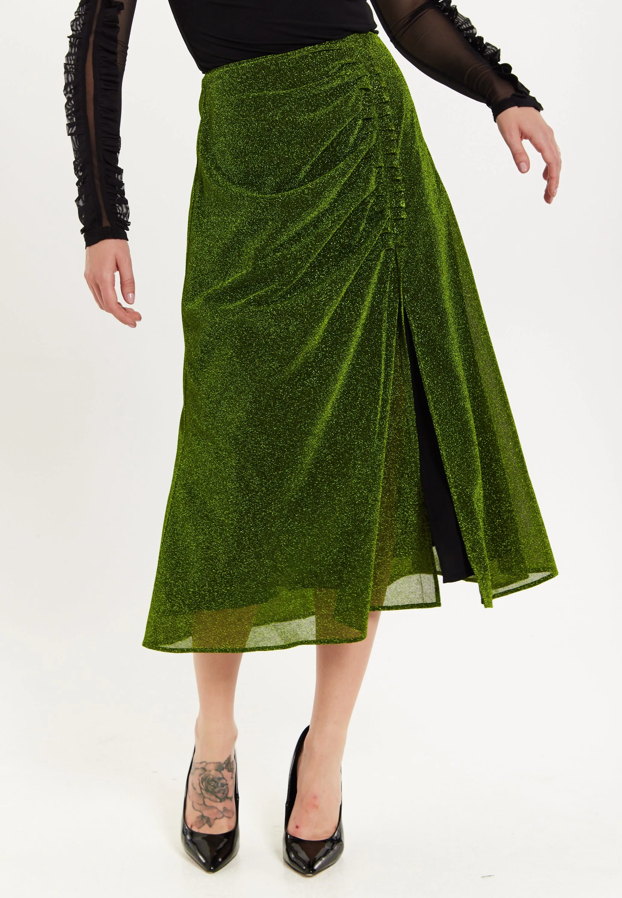 House of Holland Gathered Midi Skirt