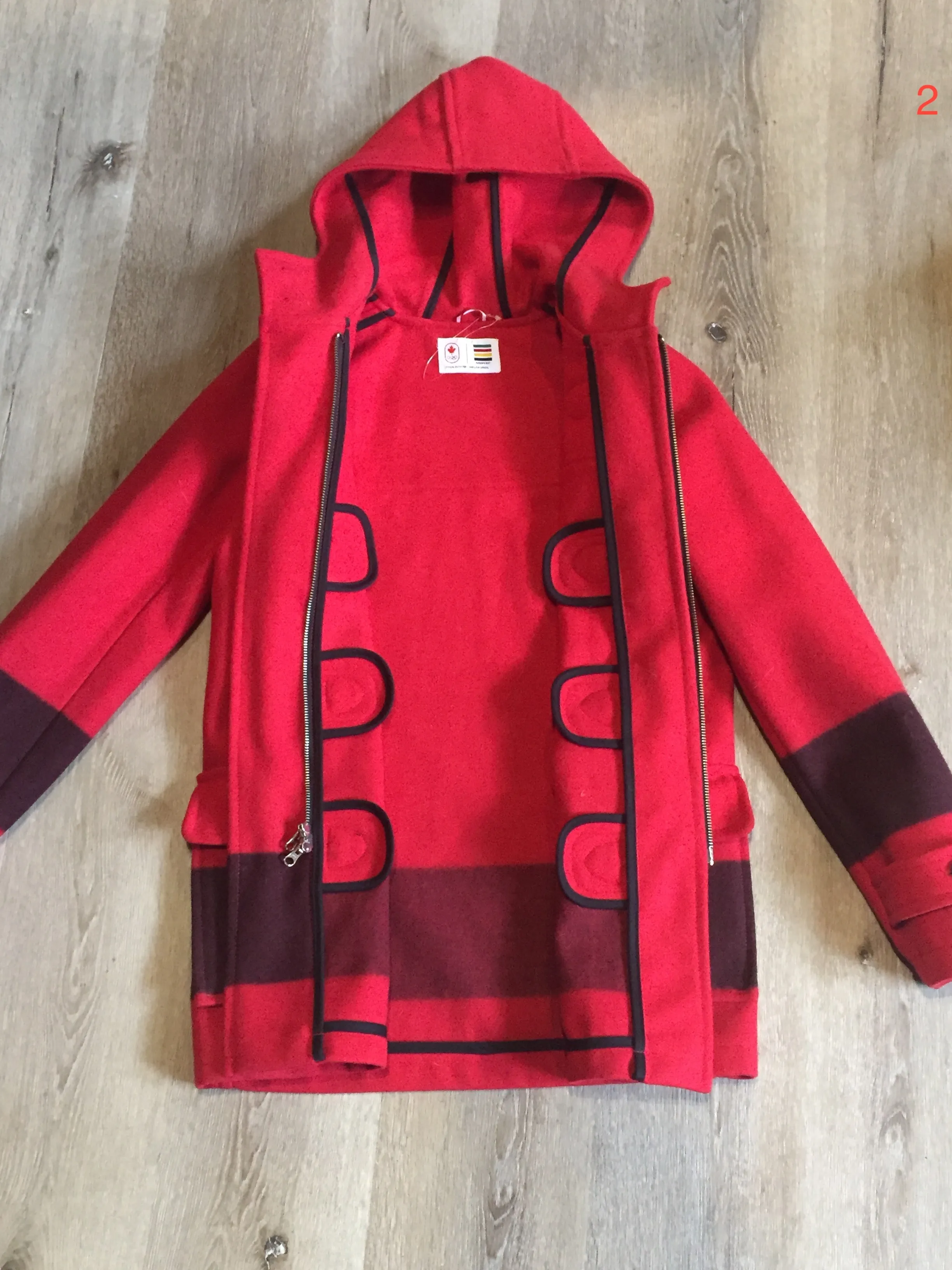 Hudson's Bay Company Official Olympics Red Duffle Coat, Size Small