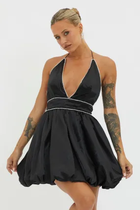 I Can Explain Diamante Bubble Hem Dress Black