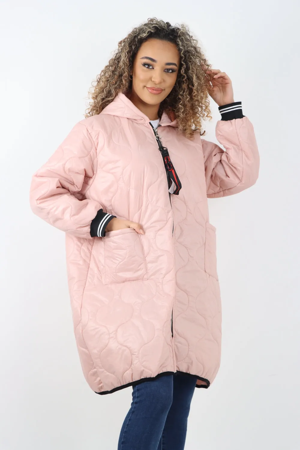 Italian Quilted Padded Zip Fastening Hooded Oversized Puffer Jacket