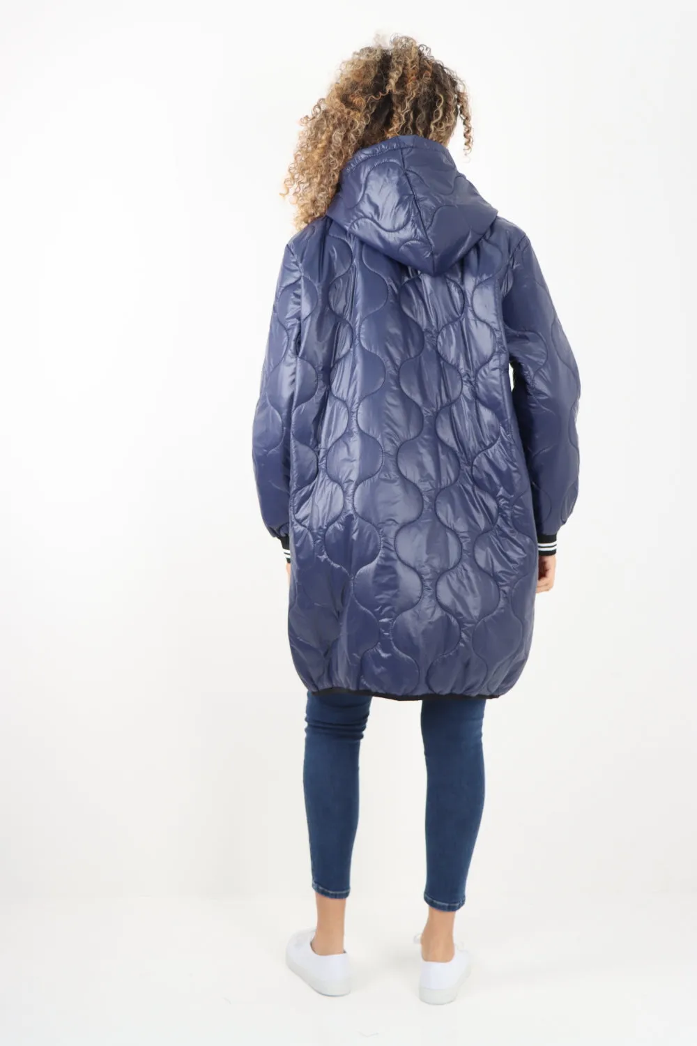 Italian Quilted Padded Zip Fastening Hooded Oversized Puffer Jacket