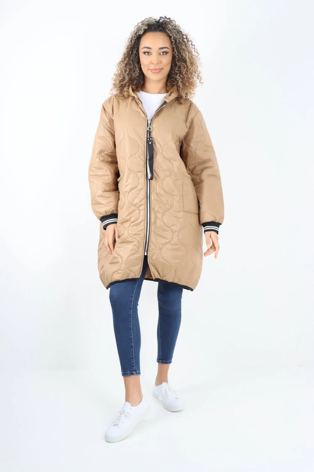 Italian Quilted Padded Zip Fastening Hooded Oversized Puffer Jacket