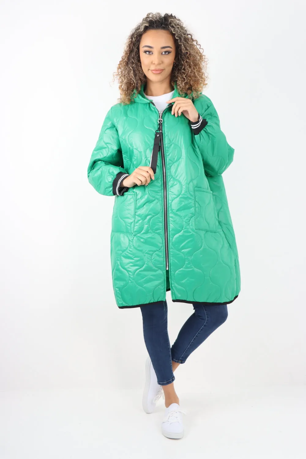 Italian Quilted Padded Zip Fastening Hooded Oversized Puffer Jacket