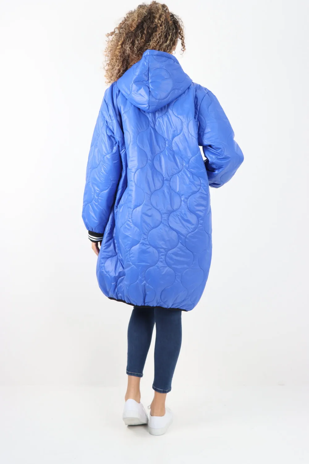 Italian Quilted Padded Zip Fastening Hooded Oversized Puffer Jacket