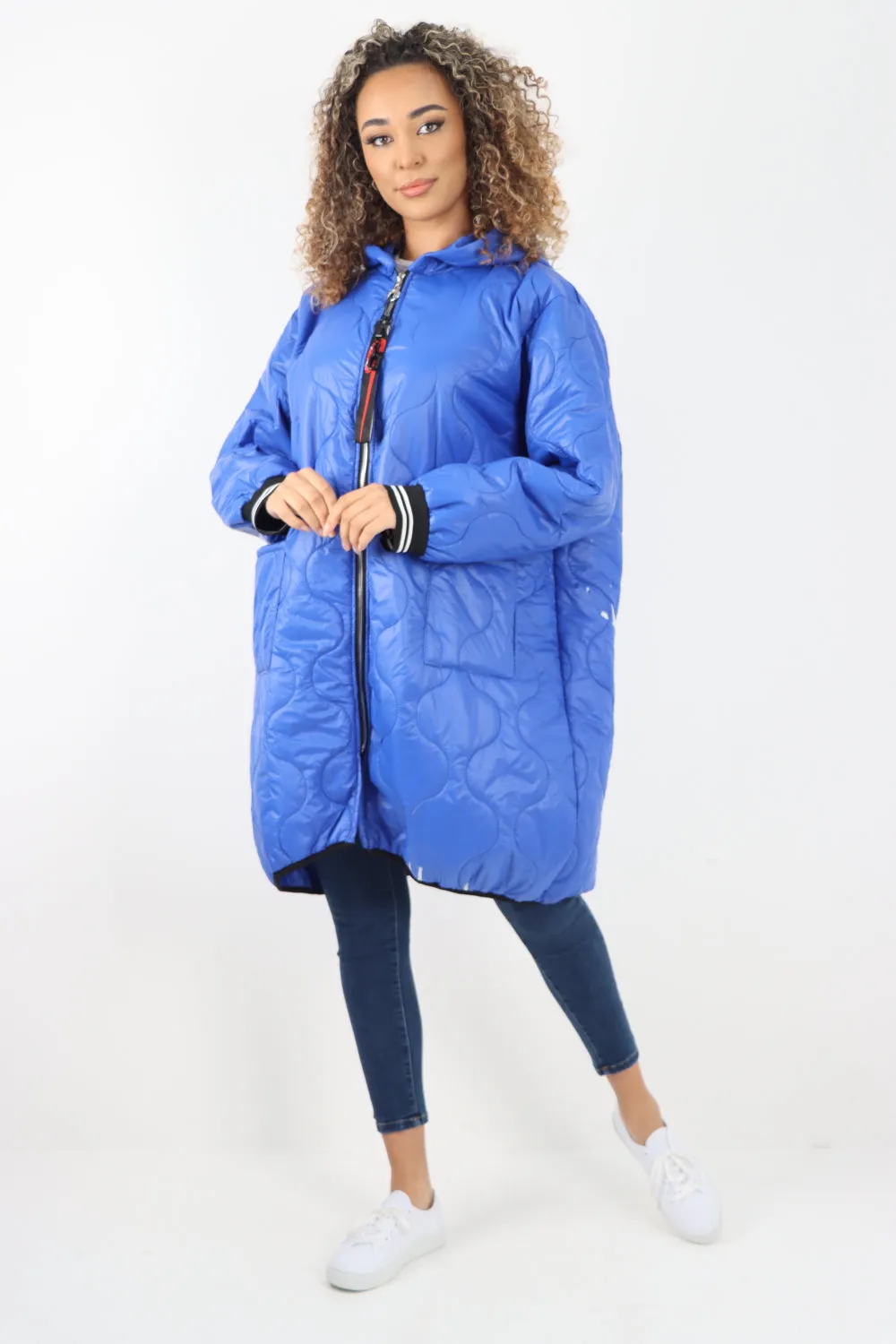 Italian Quilted Padded Zip Fastening Hooded Oversized Puffer Jacket