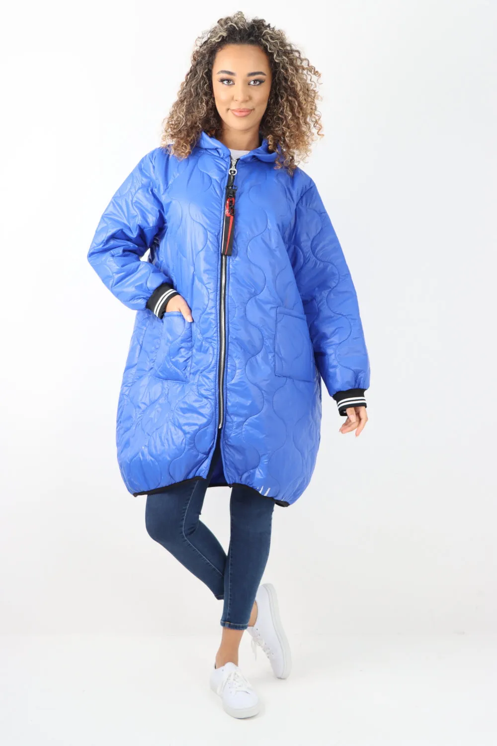 Italian Quilted Padded Zip Fastening Hooded Oversized Puffer Jacket