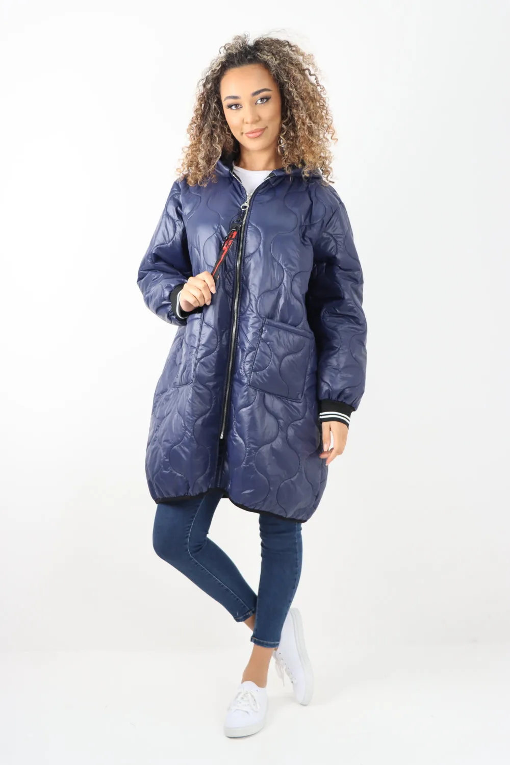 Italian Quilted Padded Zip Fastening Hooded Oversized Puffer Jacket