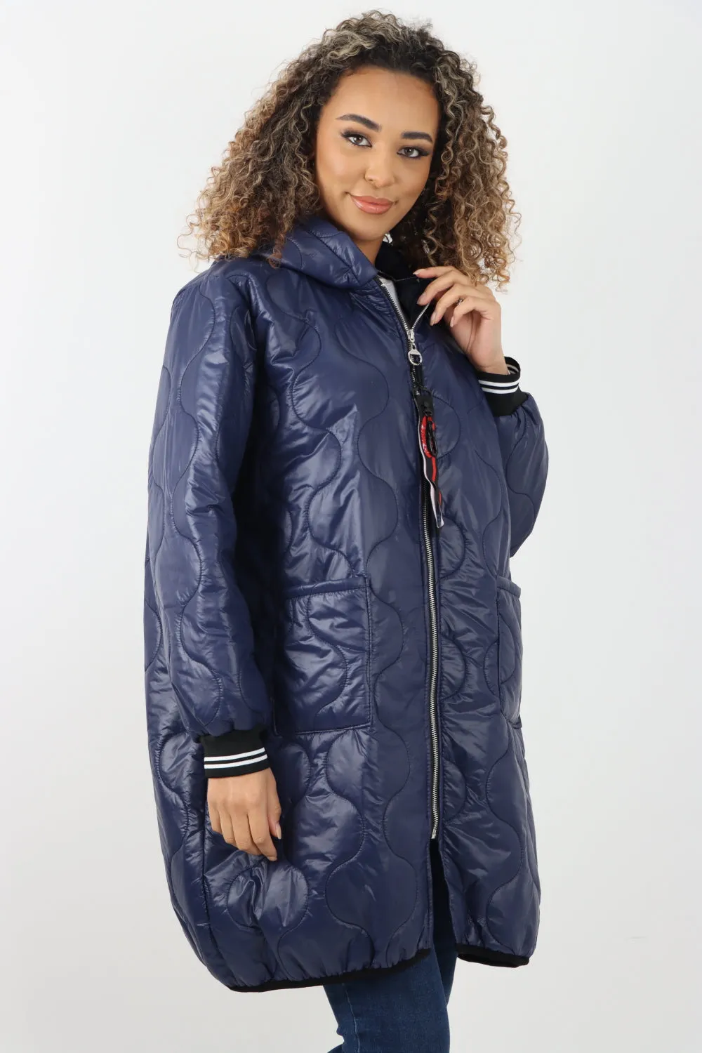 Italian Quilted Padded Zip Fastening Hooded Oversized Puffer Jacket