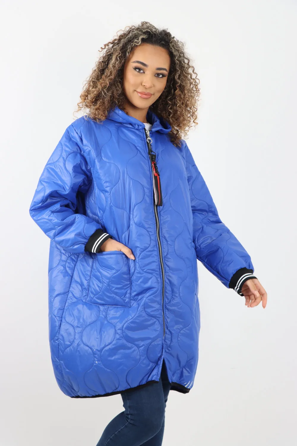 Italian Quilted Padded Zip Fastening Hooded Oversized Puffer Jacket